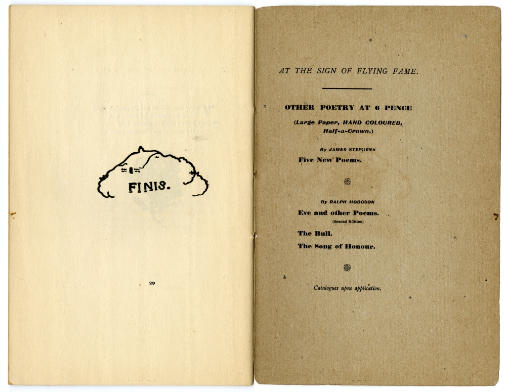 1913年のラルフ・ホジソン詩集『THE MYSTERY』刊行書目